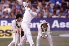 Graeme Fowler batting on his Test debut for England during the 3rd Test match between England and Pakistan at Headingley, Leeds, 30th August 1982. The wicketkeeper for Pakistan is Wasim Bari and Majid Khan is at first slip. England won the match by 3 wickets. (Photo by Professional Sport/Popperfoto via Getty Images/Getty Images)
