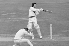 David Lloyd of England ducks as Pakistan batsman Majid Khan hooks during his innings of 48 runs in the 2nd Test match between England and Pakistan at Lord's Cricket Ground, London, 8th August 1974. The match ended in a draw. (Photo by Patrick Eagar/Popperfoto via Getty Images)