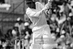 Majid Khan (Pakistan) drives a ball from Andy Roberts (West Indies)  (Photo by S&G/PA Images via Getty Images)