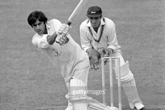 Majid Khan batting for Glamorgan during their County Championship match against Leicestershire at Colwyn Bay, 23rd June 1969. The Leicestershire wicketkeeper is Roger Tolchard. The match ended in a draw. (Photo by Bob Thomas/Getty Images)